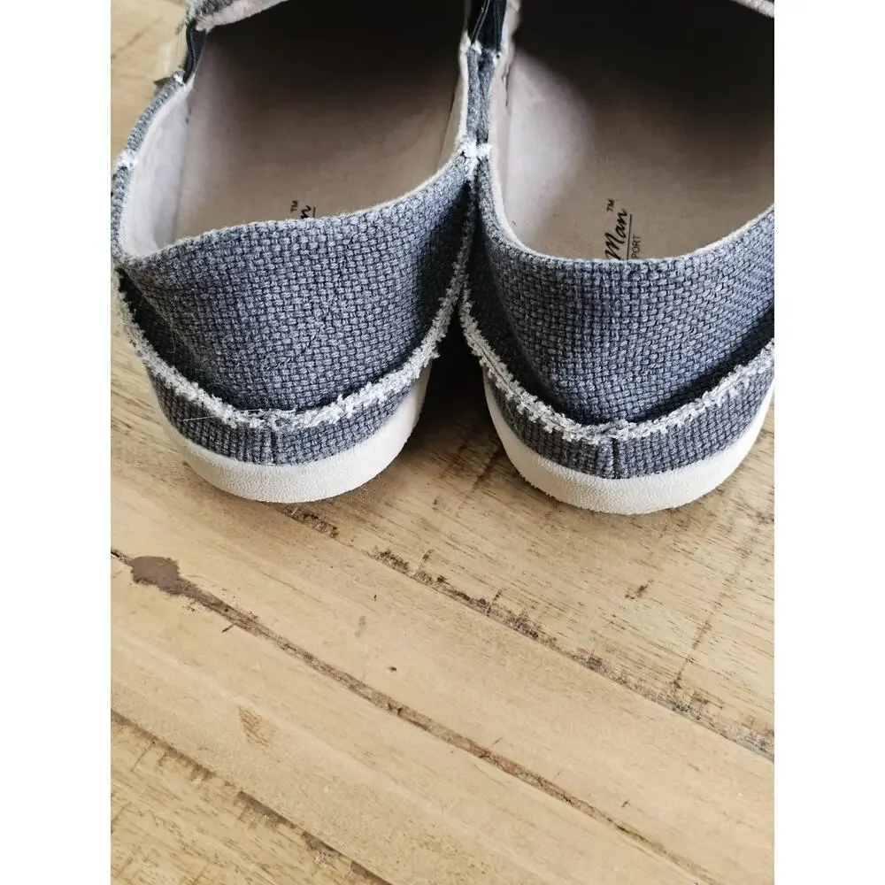 Gecko Man Mens 11‎ Wide Gray Casual Comfort Slip On Slide Loafer Deck Shoes